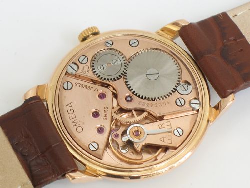 fig 6. RARE SOLID 18CT ROSE GOLD OMEGA CAL 267 MENS WATCH 1956-57