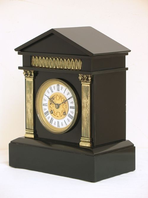 fig 2. Beautiful Victorian black marble mantel clock by Japy Freres c1880