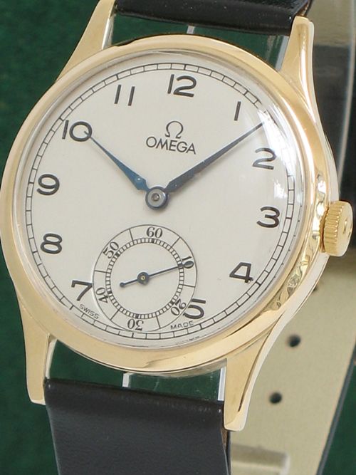 fig 2. RARE SOLID 9CT GOLD OMEGA 30T2 MENS WATCH C1944-45