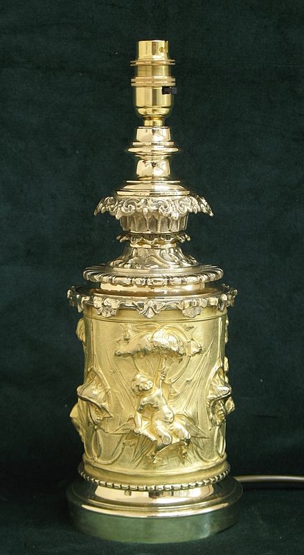 Beautiful and Unique Solid Brass Victorian Desk or Table Lamp C1890