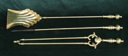 Lovely Genuine Solid Brass Victorian Art Nouveau Companion Set Fire Irons C1880