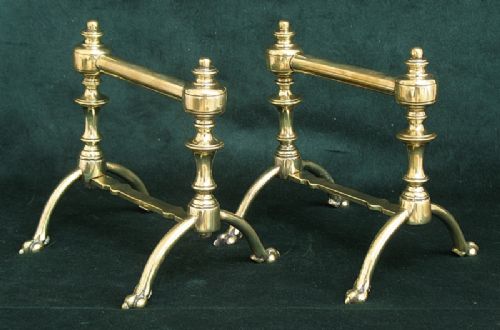 Stunning Genuine Victorian Solid Brass Pair of Fire Dogs Andirons C1880