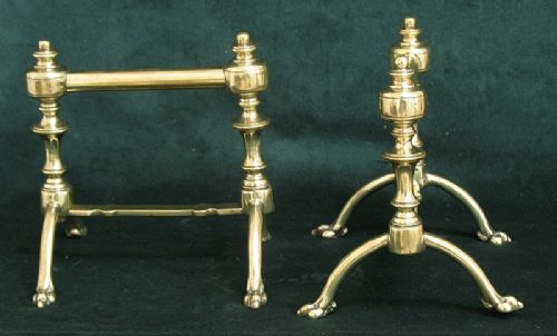 fig 2. STUNNING GENUINE VICTORIAN SOLID BRASS PAIR OF FIRE DOGS ANDIRONS C1880