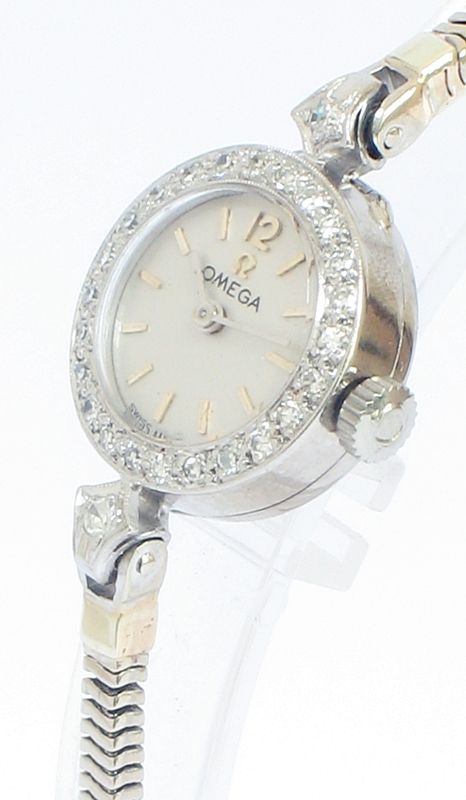 fig 4. STUNNING OMEGA 18ct WHITE GOLD AND DIAMOND LADIES COCKTAIL WATCH C1957-58 