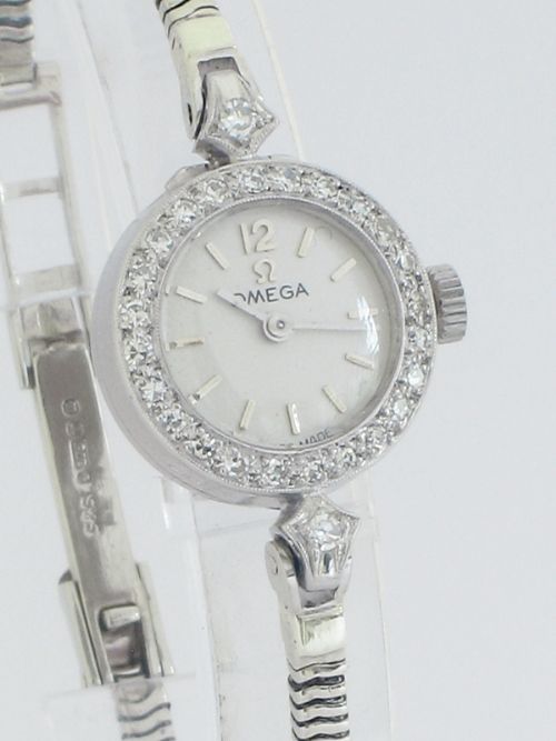 fig 5. STUNNING OMEGA 18ct WHITE GOLD AND DIAMOND LADIES COCKTAIL WATCH C1957-58 