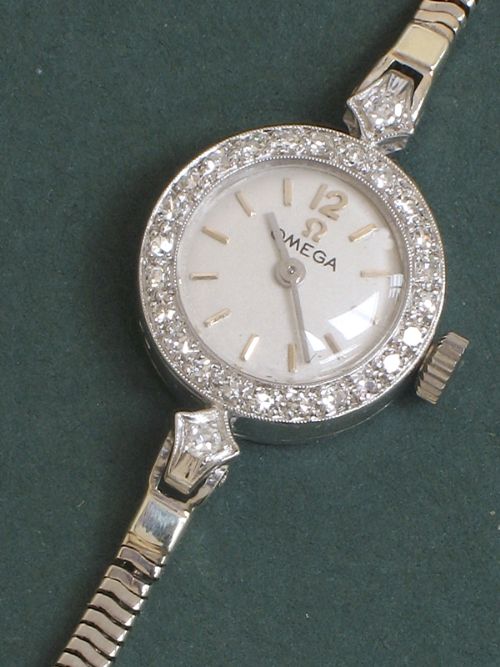 fig 7. STUNNING OMEGA 18ct WHITE GOLD AND DIAMOND LADIES COCKTAIL WATCH C1957-58 