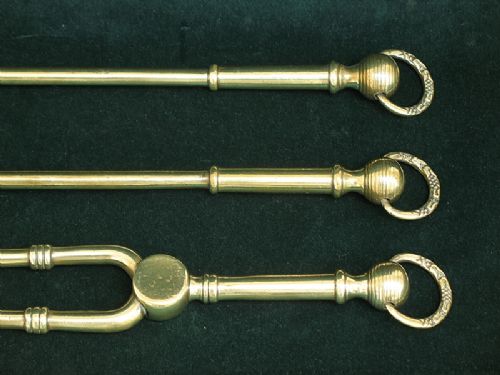 fig 1. BEAUTIFUL GENUINE SOLID BRASS VICTORIAN ART NOUVEAU FIRE IRONS COMPANION SET C1890