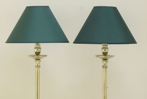 fig 1. SUPERB PAIR OF VICTORIAN TALL SOLID BRASS TABLE OR DESK LAMPS C1880