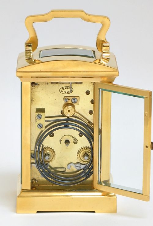 fig 5. EXCEPTIONAL VICTORIAN 18CT GOLD PLATED STRIKING CARRIAGE CLOCK C1900