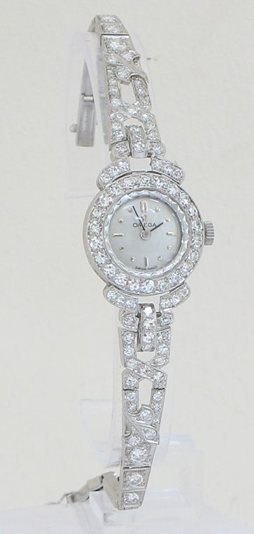 fig 1. STUNNING RARE OMEGA PLATINUM AND 2CT DIAMOND LADIES COCKTAIL WATCH C1960