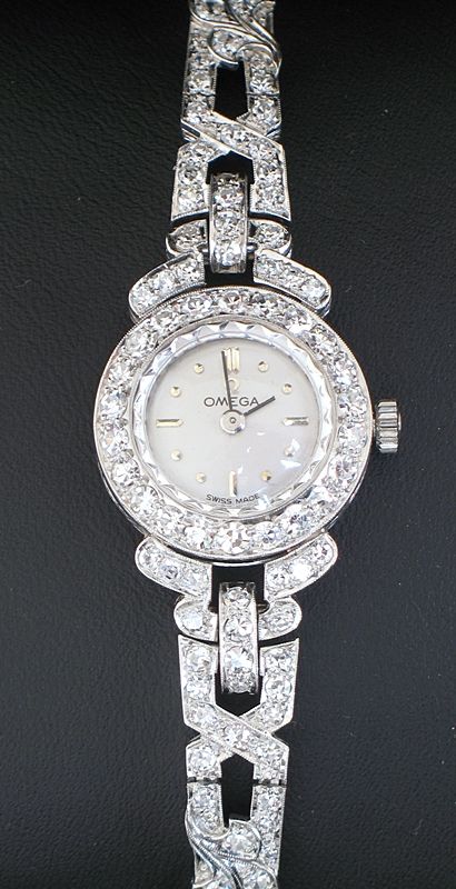 fig 4. STUNNING RARE OMEGA PLATINUM AND 2CT DIAMOND LADIES COCKTAIL WATCH C1960