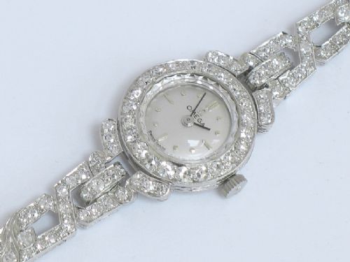 fig 5. STUNNING RARE OMEGA PLATINUM AND 2CT DIAMOND LADIES COCKTAIL WATCH C1960
