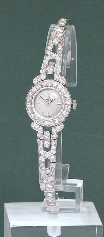 fig 6. STUNNING RARE OMEGA PLATINUM AND 2CT DIAMOND LADIES COCKTAIL WATCH C1960