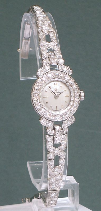 fig 7. STUNNING RARE OMEGA PLATINUM AND 2CT DIAMOND LADIES COCKTAIL WATCH C1960