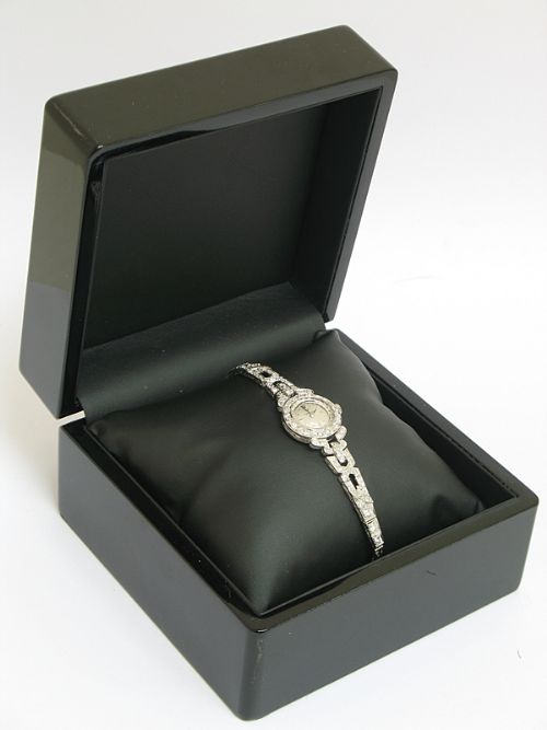 fig 10. STUNNING RARE OMEGA PLATINUM AND 2CT DIAMOND LADIES COCKTAIL WATCH C1960