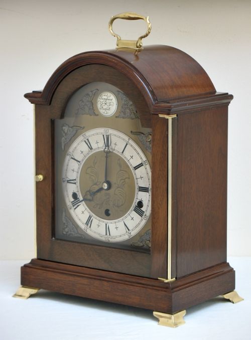 fig 1. SUPERB MAHOGANY WESTMINSTER AND WHITTINGTON CHIME BRACKET CLOCK BY ELLIOTT, LONDON