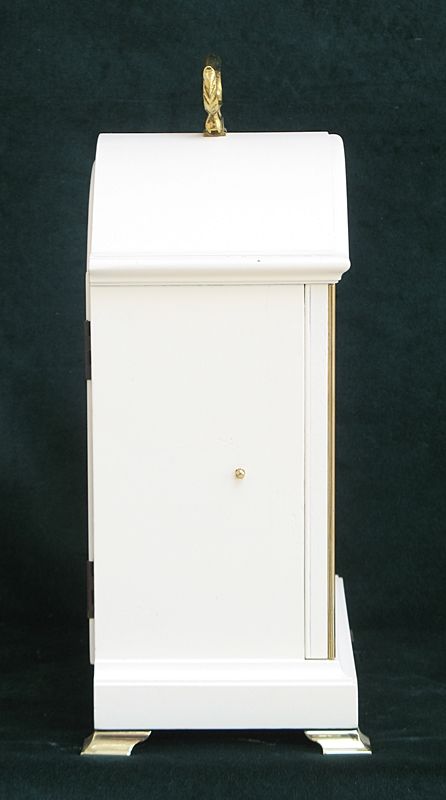 fig 3. WHITE PAINTED WESTMINSTER AND WHITTINGTON CHIME BRACKET CLOCK BY ELLIOTT, LONDON