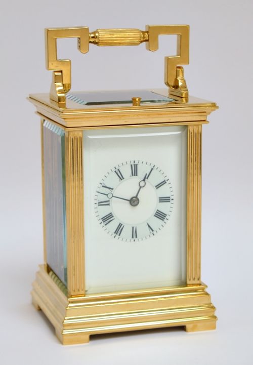 fig 1. BEAUTIFUL RARE VICTORIAN 18CT GOLD PLATED STRIKING AND REPEATING CARRIAGE CLOCK C1880