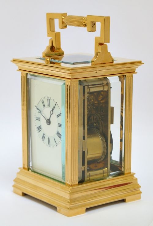 fig 2. BEAUTIFUL RARE VICTORIAN 18CT GOLD PLATED STRIKING AND REPEATING CARRIAGE CLOCK C1880