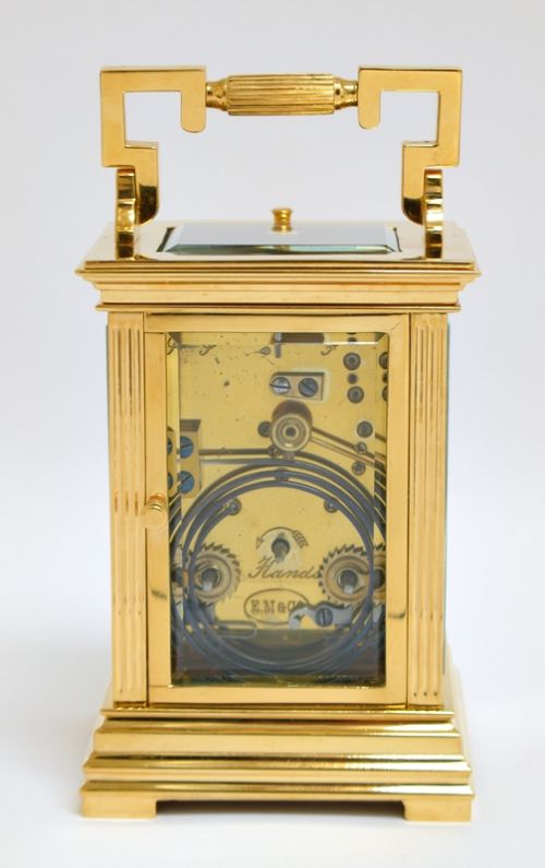 fig 5. BEAUTIFUL RARE VICTORIAN 18CT GOLD PLATED STRIKING AND REPEATING CARRIAGE CLOCK C1880