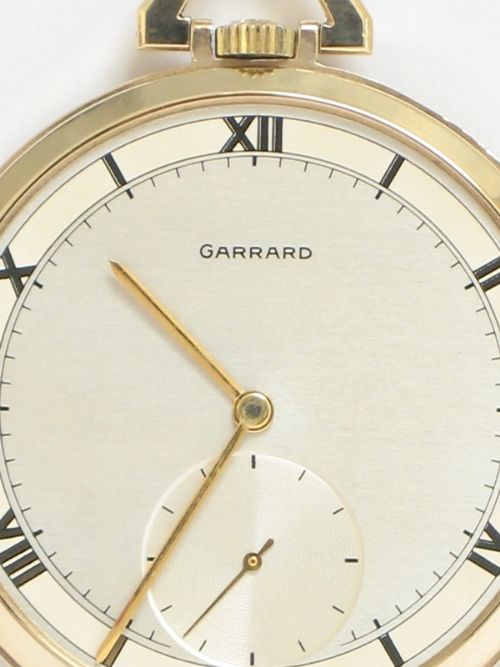fig 3. STUNNING SOLID 9CT GOLD MENS POCKET WATCH BY GARRARD AND VERTEX REVUE