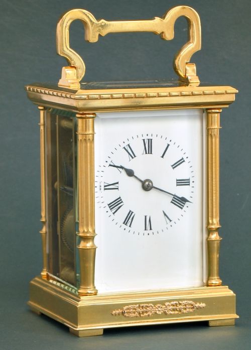 fig 1. BEAUTIFUL VICTORIAN 18CT GOLD PLATED STRIKING CARRIAGE CLOCK C1900
