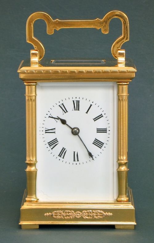 fig 2. BEAUTIFUL VICTORIAN 18CT GOLD PLATED STRIKING CARRIAGE CLOCK C1900