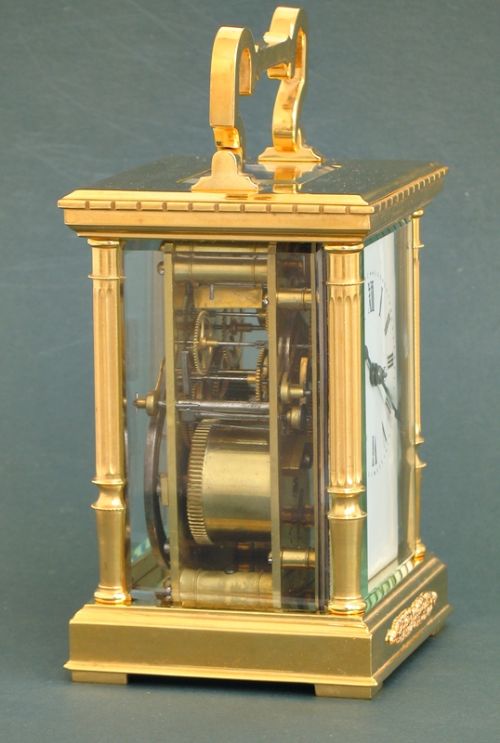 fig 4. BEAUTIFUL VICTORIAN 18CT GOLD PLATED STRIKING CARRIAGE CLOCK C1900