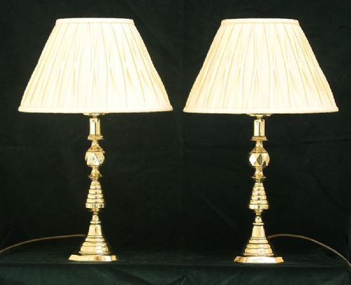 Beautiful Pair of Large Solid Brass Victorian Table or Desk Lamps C1890