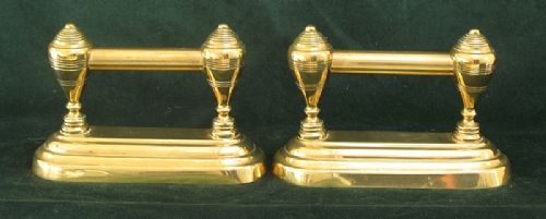 fig 1. STUNNING GENUINE VICTORIAN ART NOUVEAU SOLID BRASS PAIR OF FIRE DOGS ANDIRONS C1890