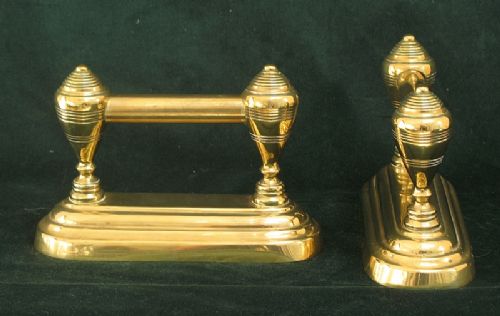 fig 2. STUNNING GENUINE VICTORIAN ART NOUVEAU SOLID BRASS PAIR OF FIRE DOGS ANDIRONS C1890