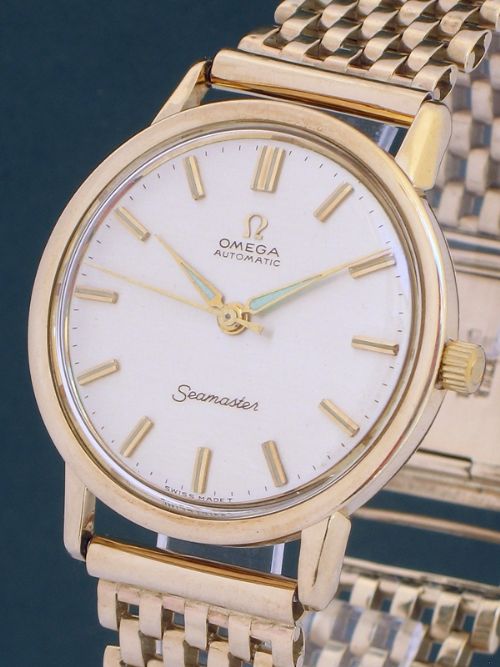 fig 1. RARE SOLID 9ct GOLD OMEGA SEAMASTER AUTOMATIC CALIBRE 552 MENS WATCH