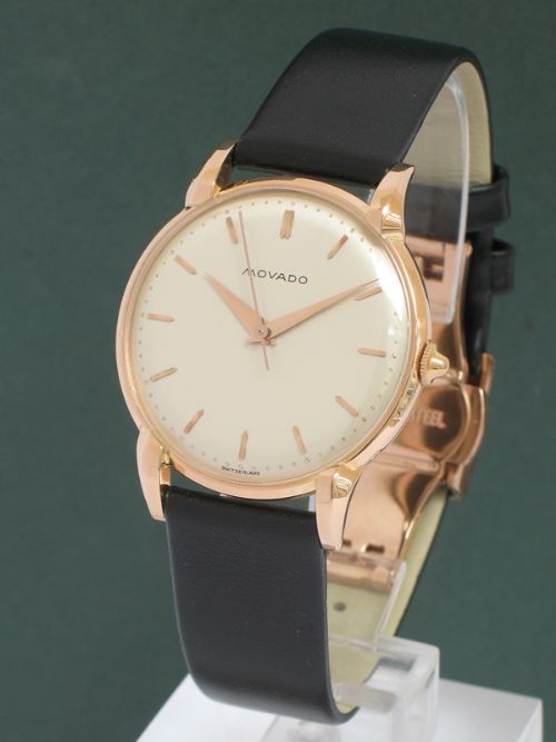 Rare Original Mint Condition Solid 18ct Rose Gold Movado Mens Watch C1946