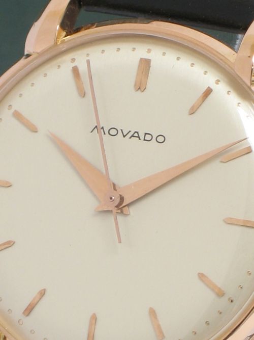 fig 2. RARE ORIGINAL MINT CONDITION SOLID 18CT ROSE GOLD MOVADO MENS WATCH C1946
