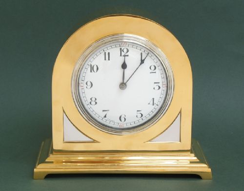 French Early Art Deco Silver and Gilt Mantel Clock Timepiece C1910/20