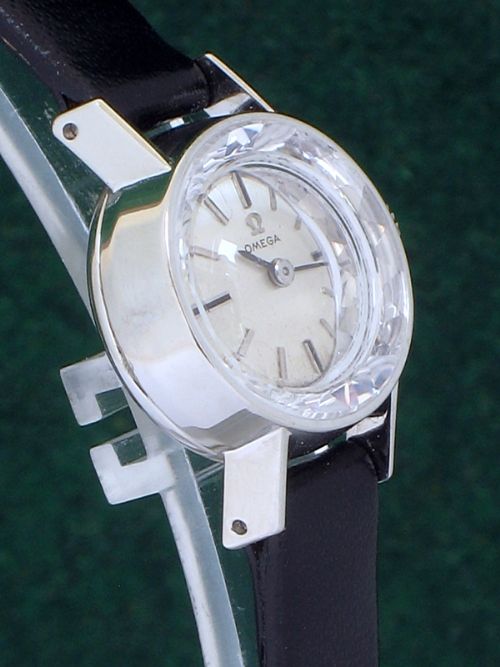 fig 5. EXQUISITE SOLID 18CT WHITE GOLD OMEGA LADIES COCKTAIL WATCH