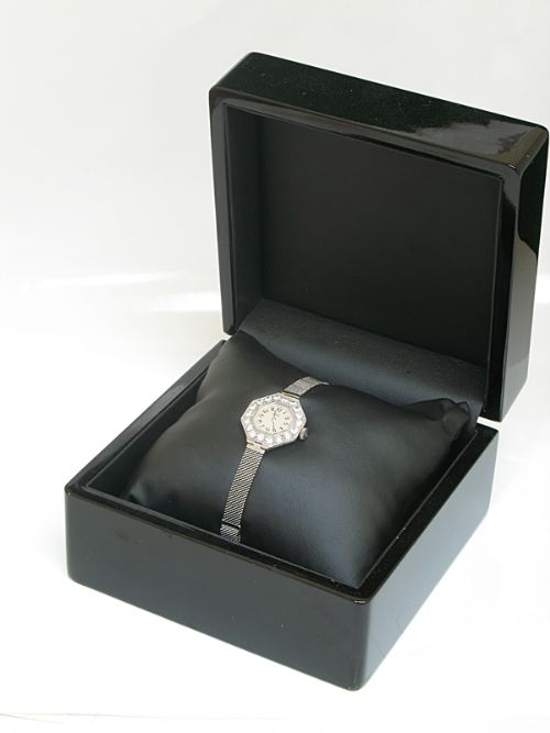 fig 10. STUNNING PLATINUM AND DIAMOND ART DECO LADIES COCKTAIL WATCH C1935