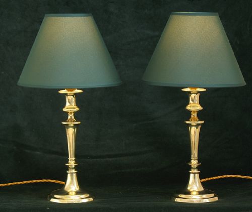 fig 1. SUPERB PAIR OF WILLIAM IV SOLID BRASS TABLE OR DESK LAMPS C1830 