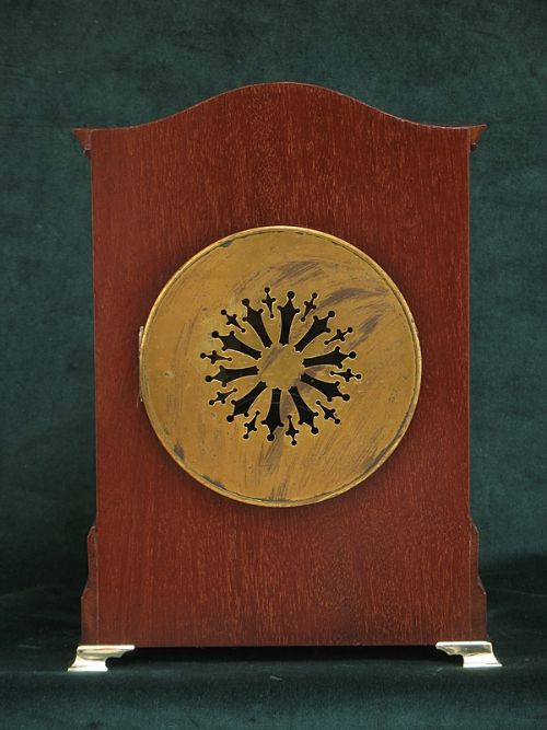 fig 4. LOVELY VICTORIAN FRENCH MAHOGANY AND BRASS INLAY MANTEL CLOCK BY SAMUEL MARTI C1900