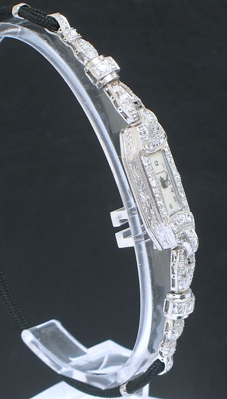 fig 2. BREATHTAKING ART DECO LONGINES PLATINUM AND DIAMOND LADIES COCKTAIL WATCH C1933