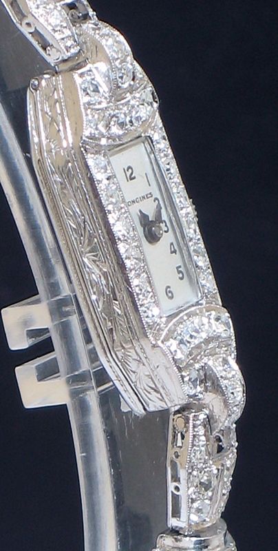 fig 3. BREATHTAKING ART DECO LONGINES PLATINUM AND DIAMOND LADIES COCKTAIL WATCH C1933