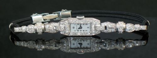 fig 4. BREATHTAKING ART DECO LONGINES PLATINUM AND DIAMOND LADIES COCKTAIL WATCH C1933