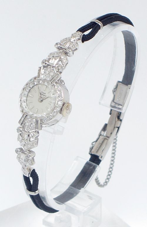 fig 1. EXQUISITE ART DECO PLATINUM AND DIAMOND GIRARD PERREGAUX LADIES COCKTAIL WATCH C1940