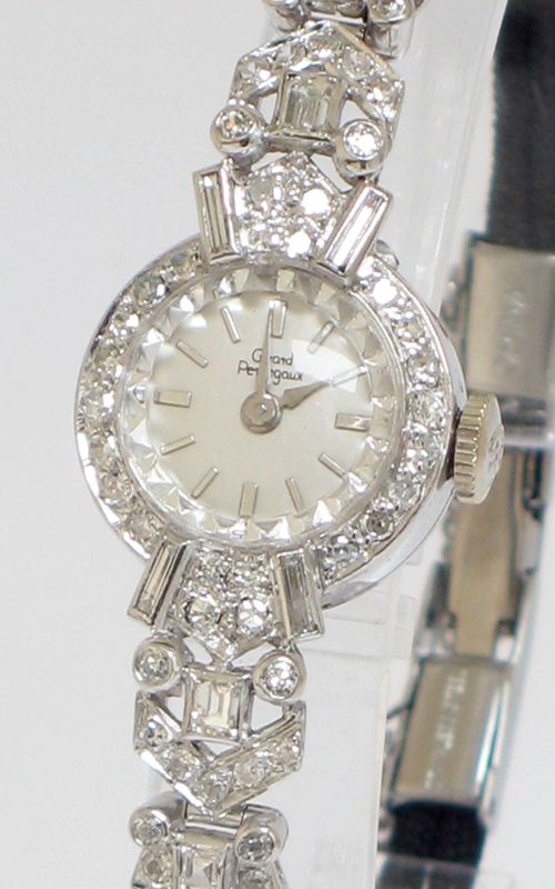 fig 3. EXQUISITE ART DECO PLATINUM AND DIAMOND GIRARD PERREGAUX LADIES COCKTAIL WATCH C1940
