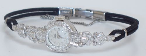 fig 4. EXQUISITE ART DECO PLATINUM AND DIAMOND GIRARD PERREGAUX LADIES COCKTAIL WATCH C1940