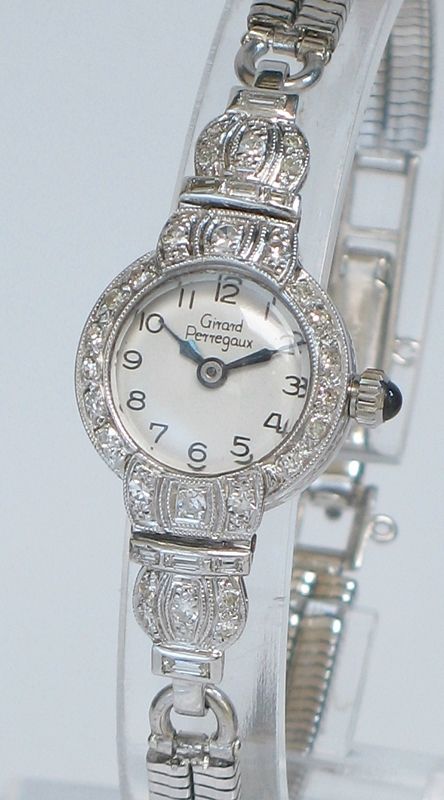 fig 4. BEAUTIFUL ART DECO PLATINUM AND DIAMOND GIRARD PERREGAUX LADIES COCKTAIL WATCH C1945