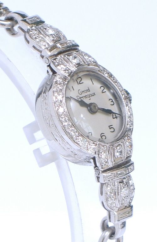 fig 5. BEAUTIFUL ART DECO PLATINUM AND DIAMOND GIRARD PERREGAUX LADIES COCKTAIL WATCH C1945