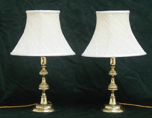 Stunning Pair of Solid Brass Victorian Desk or Table Lamps C1880