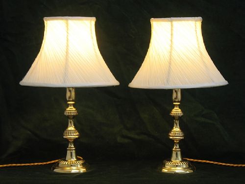 fig 1. STUNNING PAIR OF SOLID BRASS VICTORIAN DESK OR TABLE LAMPS C1880