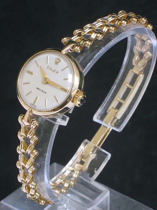 fig 1. GORGEOUS SOLID 9ct GOLD LADIES ROLEX PRECISION COCKTAIL WATCH c1957